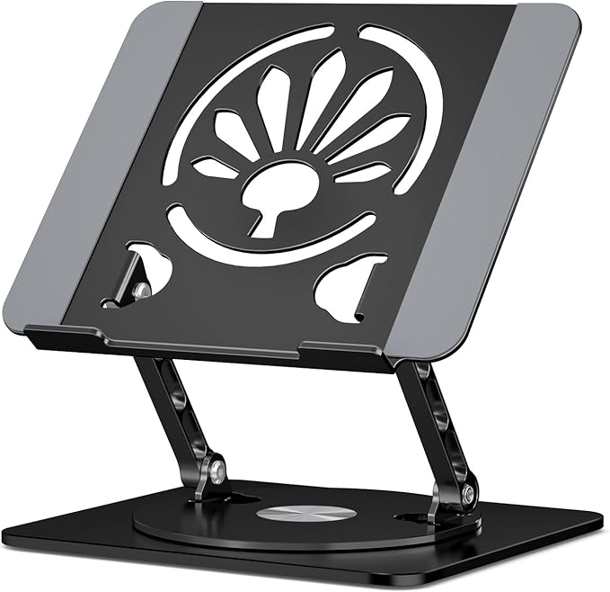 Adjustable Laptop Stand for Desk-360° Rotating Foldable Laptop Holder Ergonomic Laptop Riser for MacBook Pro/Air Dell HP Lenovo Notebook up to 16.3",Black