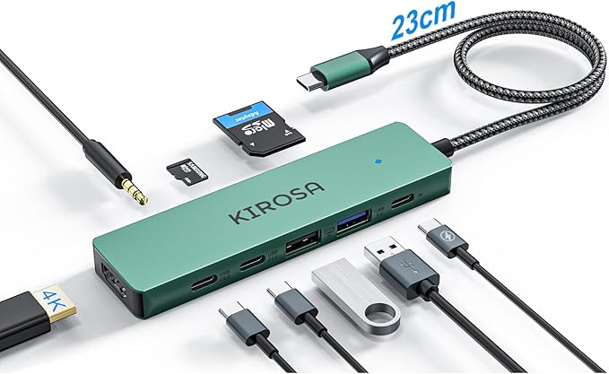 9 in 1 USB C Multiport Adapter for MacBook Air/Pro - USB C to 4K HDMI Hub Dongle with 100W PD USB3.0 - Portable USBC Hub Compatible with Laptops and Other Type C Devices