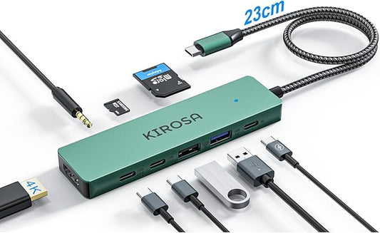 9 in 1 USB C Multiport Adapter for MacBook Air/Pro - USB C to 4K HDMI Hub Dongle with 100W PD USB3.0 - Portable USBC Hub Compatible with Laptops and Other Type C Devices