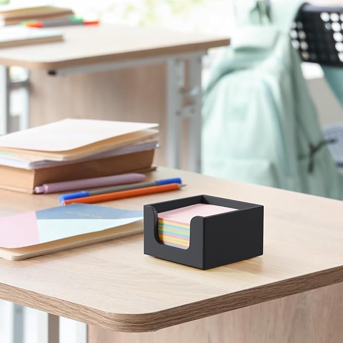 Sticky Note Holder, Post It Note Dispenser for Office Desk Accessories, Self Stick Note Pad Holder, Memo Pad Holder Dispenser Organizer for School Office Desk Supplies, Black
