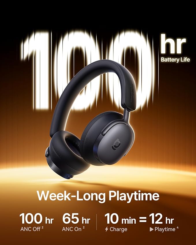 Baseus Inspire XH1 Adaptive Active Noise Cancelling Headphones, Sound by Bose, Dolby Audio, Premium Real-Time Adaptive ANC, Adaptive Tuning Rich Sound, Hi-Res Audio, 100H Playtime - Cosmic Black