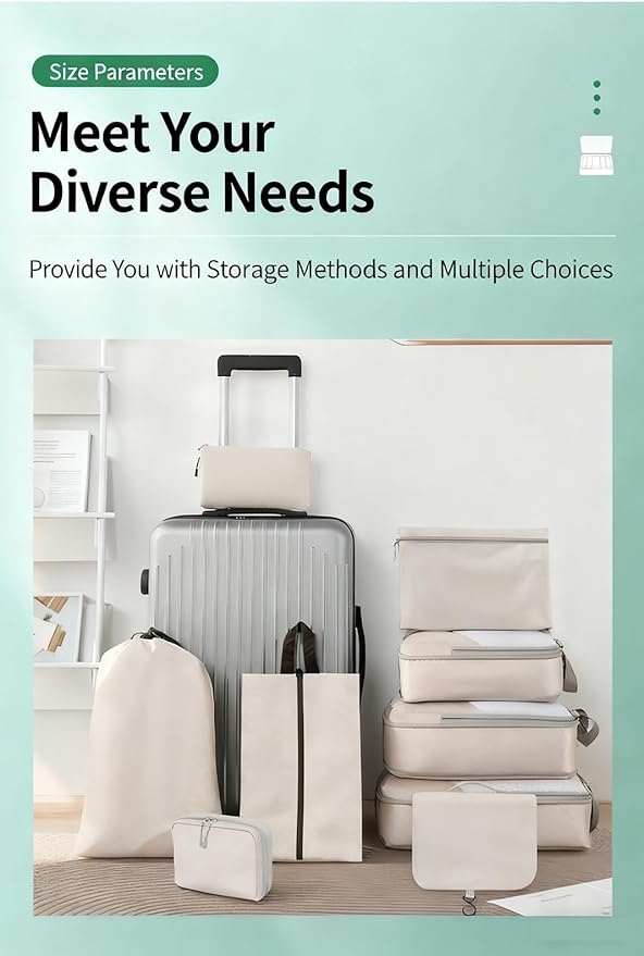 Compression Packing Cubes for Suitcases – 9 Set Travel Luggage Organiser Bags with Mesh Design, Waterproof Ultralight Packing Cubes for Backpack, Clothes & Home Storage (Black)