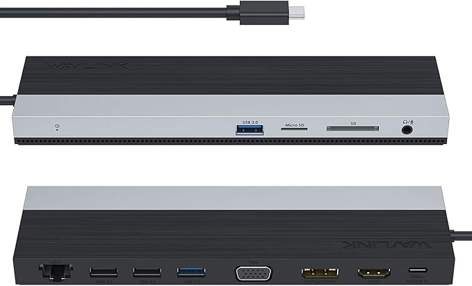 WAVLINK USB C Docking Station Triple Display (DP+HDMI+VGA), 85W PC Charging, SD TF Card Reader, Gigabit Ethernet, 4 USB Ports for Dell XPS 13/15,Lenovo Yoga, MacBook Pro, etc