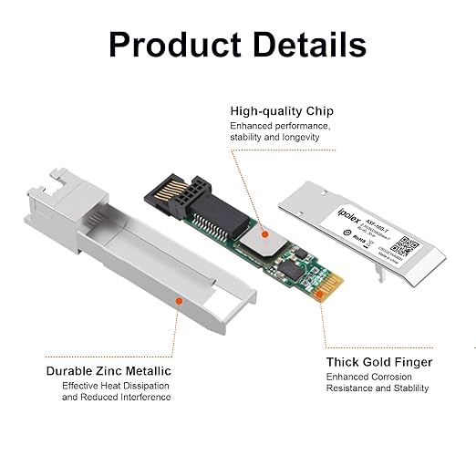 ipolex 2.5/5/10G SFP+ to RJ45 Transceiver, 10GBase-T Module, 10G-T Copper SFP+ CAT6a/CAT7 RJ45 Module, Up to 30m, for Cisco SFP-10G-T-S, Ubiquiti UF-RJ45-10G, Meraki, TP-Link, Netgear and More