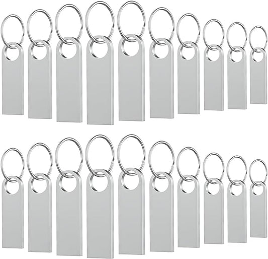 20 Pack 4GB USB Flash Drive with Keychains, Wooolken Sleek Metal USB 2.0 Thumb Drives Memory Stick for PC Laptop Computer(Sliver)