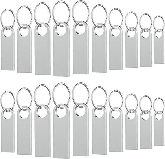 20 Pack 8GB USB Flash Drive with Keychains, Wooolken Sleek Metal USB 2.0 Thumb Drives Memory Stick for PC Laptop Computer(Sliver)