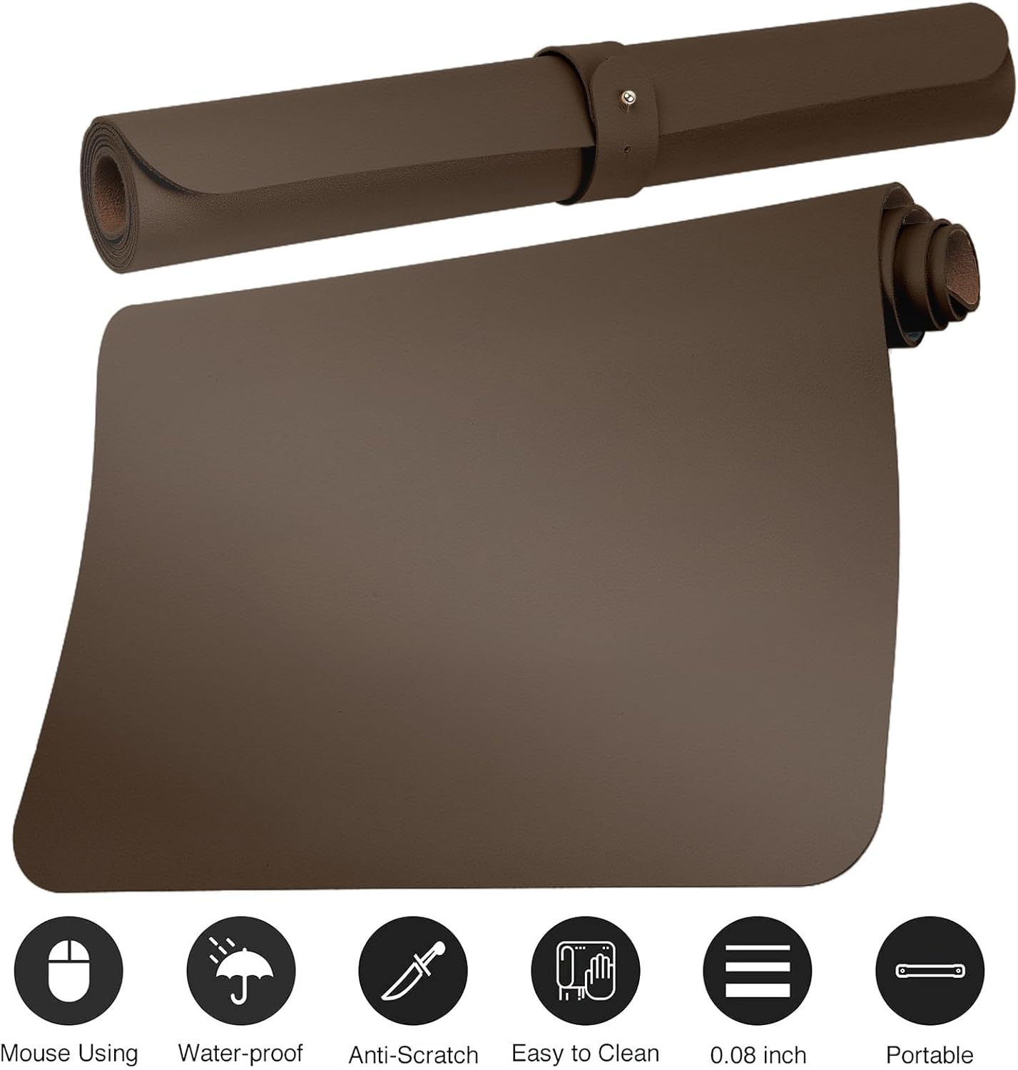Boutilon Leather Desk Pad Protector,Non-Slip Mouse Pad,Laptop Desk Pad,Office Mouse Mat,Waterproof Leather Desk Blotter,Desk Writing Pad for Office and Home (L-Coffee,35"x 17")