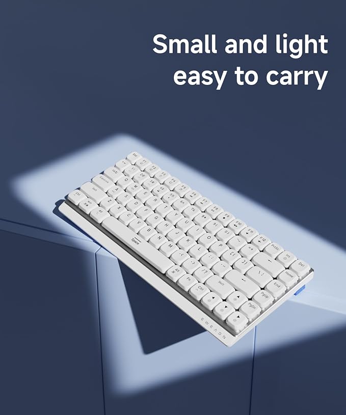 EWEADN MK84 75% Wireless Low Profile Mechanical Keyboard Tri-Mode Connect with White Backlight Mechanical Keyboards Wireless, Brown Switch Bluetooth/2.4GHz/USB-C Wired Cute Keyboard-White