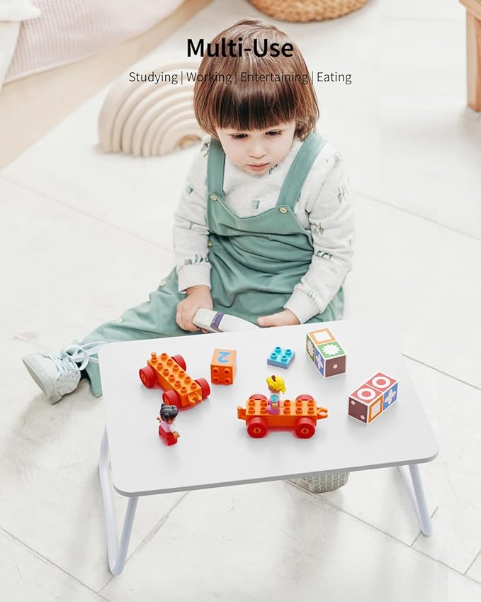 Foldable Lap Desk, Laptop Bed Desk, Portable Bed Table, Laptop Stand for Bed & Couch, Lightweight & Mini - White