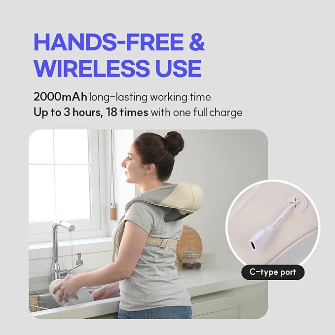 HuBDIC HubiCare Mini Neck Massager with Heat, Cordless Electric Massager for Neck and Shoulder, Upgarded 4D Deep Tissue Kneading, Deep Massage at Home for Pain Relief, Muscle Relaxation Gifts