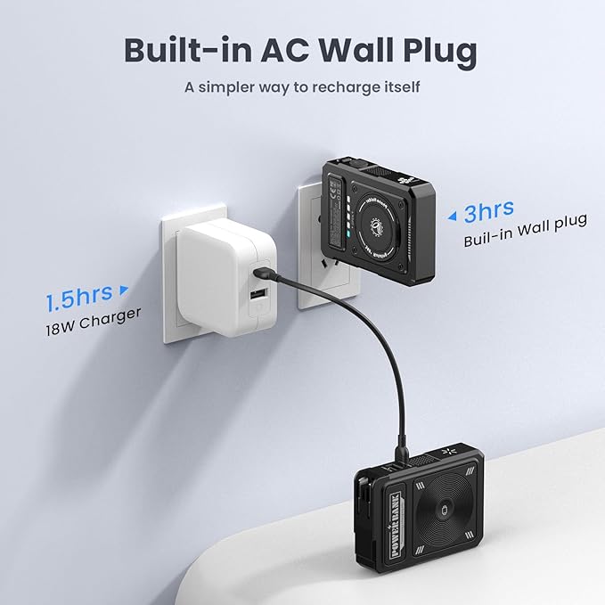 for Magsafe Battery Pack 10000mAh,5-in-1 Magnetic Power Bank Built in AC Plug,Magnetic Wireless Portable Charger for Apple Watch,22.5W Fast Charging Power Bank for iPhone 16 Pro Max/15/14/13/12 Mini