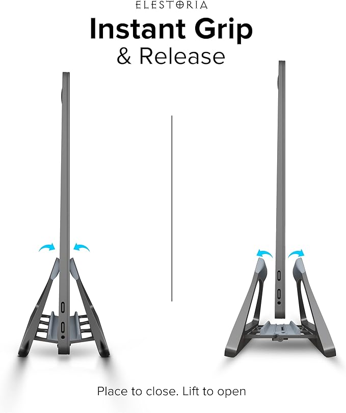 Elestoria Vertical Laptop Stand Holder- Adjustable Laptop Holder Vertical fits All MacBook, Chromebook & Gaming Laptops - Grey