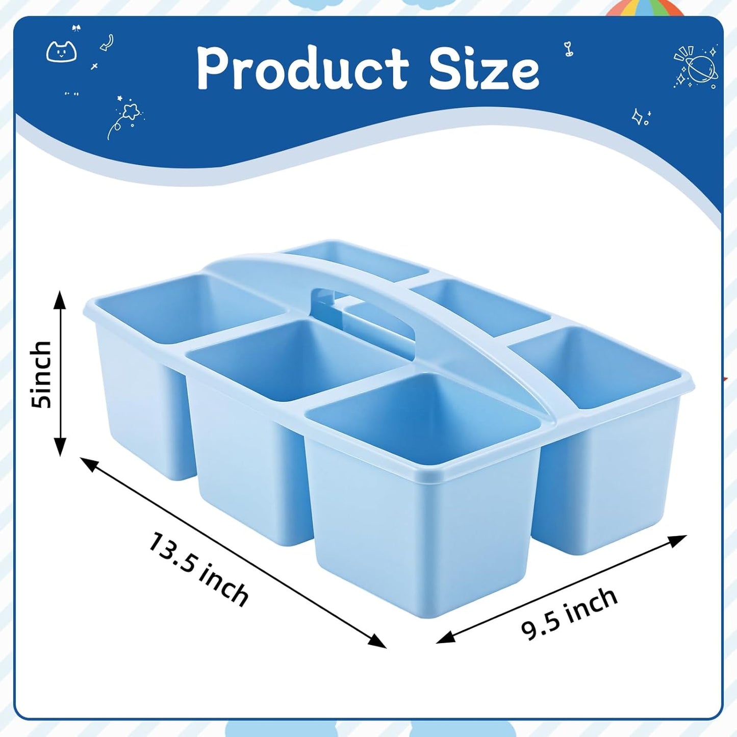 6 Equal Compartment Classroom Caddy, 12 Pack Small Caddy Organizer with Handle Rainbow Colors Plastic Classroom Table Caddies School Supply Organizer for Easy Storage (Boho Color)