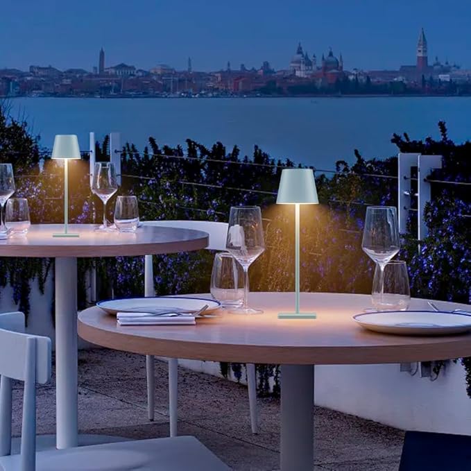 2 Packs Rechargeable LED Table Lamp,Outdoor Cordless Table Lamp Waterproof Portable, Stepless Dimmable Modern Lamp for Restaurant/Bedroom/Outdoor (Blue)