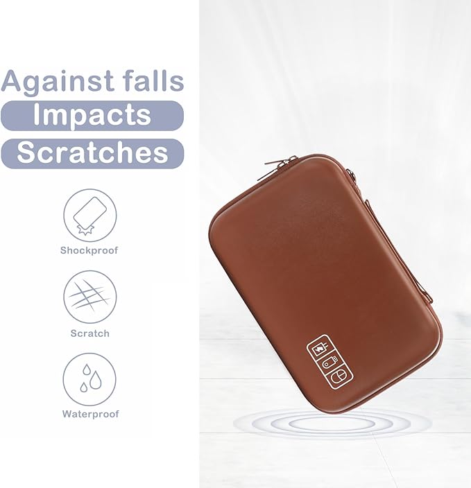 MOSISO Electronic Organizer Travel Case Compatible with MacBook Power Adapter, Compatible with Magic Mouse & Pencil, SD Card, USB Flash Disk with 4 Modular Insert & 2 Cable Tie & Snap Hook, Brown