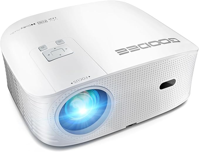 GooDee Smart 4K 1080P Projector - Video Projector with WiFi and Bluetooth, Movie Outdoor Projector for Home Theater Dolby Audio Zoom Portable Projector TV Stick, Netflix/Amazn Prime Video Certified