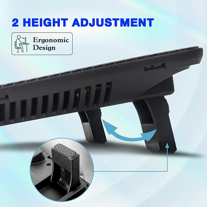 Laptop Cooling Pad, Coolertek Portable Slim Quiet Laptop Notebook Cooler Cooling Pad Stand with 2 Blue LED Fans, USB Powered, Adjustable Angled, Fits 11-14 Inch Laptop