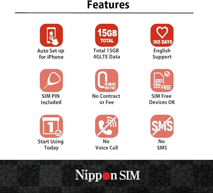 Japan SIM Card 180 Days Data Only | 15GB High-Speed 4G LTE + Unlimited Data at Reduced Speed | No Roaming Needed for Faster, Safer Access | Hotspot tethering Supported | Docomo Network | Made in Japan
