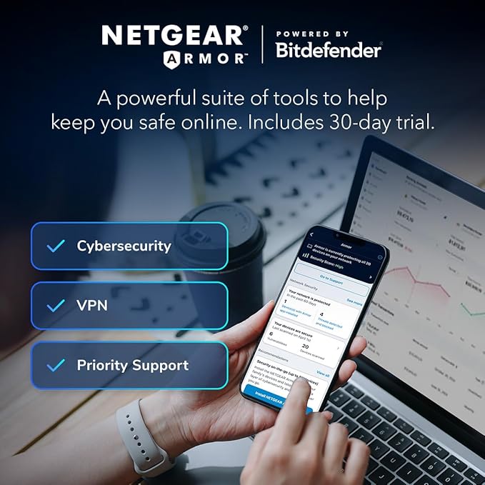 NETGEAR Nighthawk WiFi 7 Router (BE17000) – Security Features, 17 Gbps Wireless Speed, 10 Gig Internet Port, Tri-Band Gaming Router, Covers 3,300 sq. ft., 150 Devices, VPN – Free Expert Help