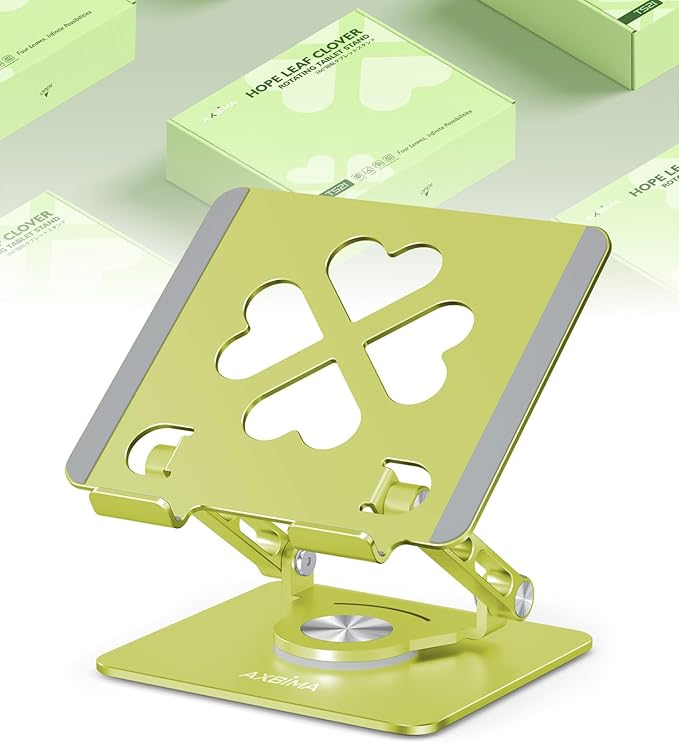 Tablet Stand for iPad,360° Rotating Desktop Holder - Aluminum Adjustable & Foldable Desk Holder for iPad Pro 12.9/11,Air 10.9,Samsung Tab S9,Portable Home/Office,Gift for Adults,Teens (Green)