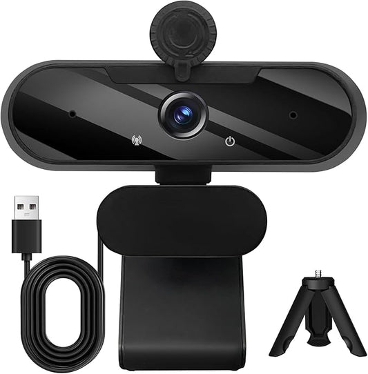 USB HD 1080P Video Webcam and Wide Angle Camera with Built-in Microphone and Rotatable Tripod,for Laptop Computer or Desktop PC,Great for Live Streaming.Calls.Video Conferencing(Black)