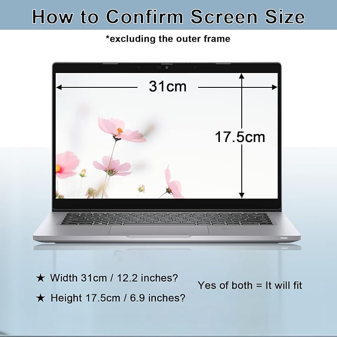 IPROKKO Laptop Privacy Screen 14 Inch, 16:9 Aspect, Compatible with HP, Dell, Acer, Asus, Samsung, Lenovo Yoga & More, Blue Light Block, Anti Glare, 1 Count