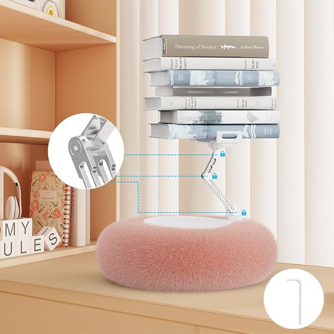 KABCON Pillow Tablet Stand for Kindle,360°Adjustable Aluminum Pole Phone Holder with Soft Plush Fabric for 4.7"-13" Phones/Tablets,iPad Pro Mini Air 12.9,iPhone Pro Max,Samsung Galaxy,LG,Kindle-Pink