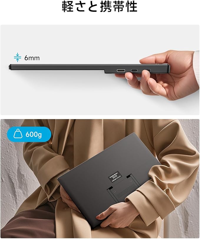 Portable Monitor, 15.6" FHD 1080P Travel Portable Monitor for Laptop, Ultra-Slim External Screen with Kickstand, Screen Extender for Laptop PC Mac Phone PS4/5 Xbox Switch