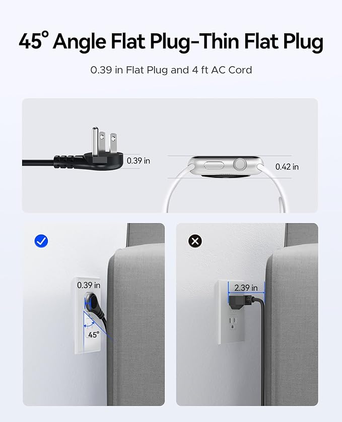 ORICO Travel Power Strip PD20W with 4 AC Outlets 3 USB Ports (1 USB-C), 4FT Flat Plug Extension Cord, Compact Portable Design for Business Travel, Cruise Ship Essentials-AP3