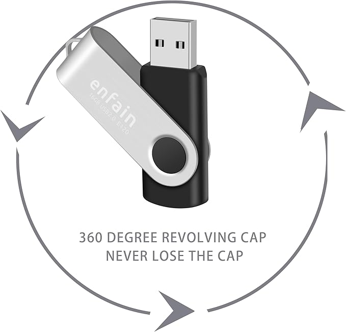 Enfain USB 3.0 64GB Flash Drive Shareable 10 Pack for Universal Data Storage at Home & The Office, Write Speed 25MB/s, Read Speed up to 90MB/s (Black)