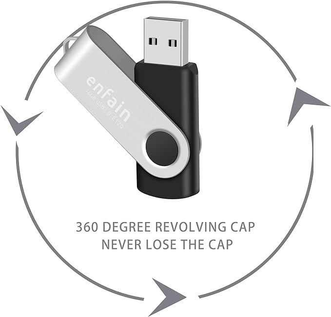 Bulk Deal: 10 Pack of Enfain 4GB USB 2.0 Black Flash Drives - Swivel Design, Bulk Data Storage for Business, Students & Events