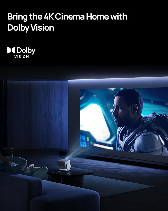 XGIMI HORIZON S Pro 2024 NEW 4K Projector, Dolby Vision, 1800 ISO Lumens, 110% BT.2020, Built-in Flexible Stand, Intelligent Screen Adaption, 2 x 12W Harman Kardon