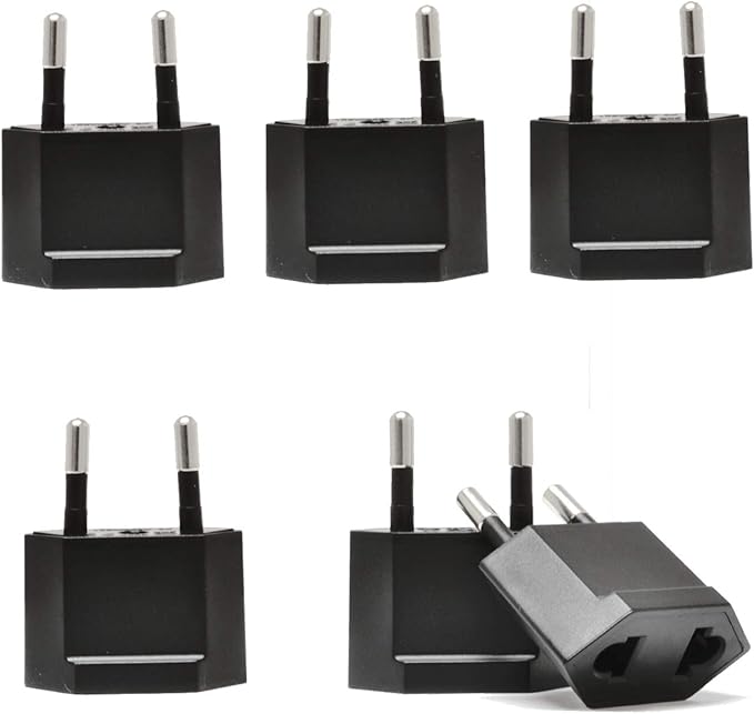 Ceptics USA, Canada to European Plug Adapter - Type C Adapter compatible in Europe, Canada to European travel plug adapter Ideal for Phones, Camera & more - CE Certified - RoHS Compliant - 6 Pack