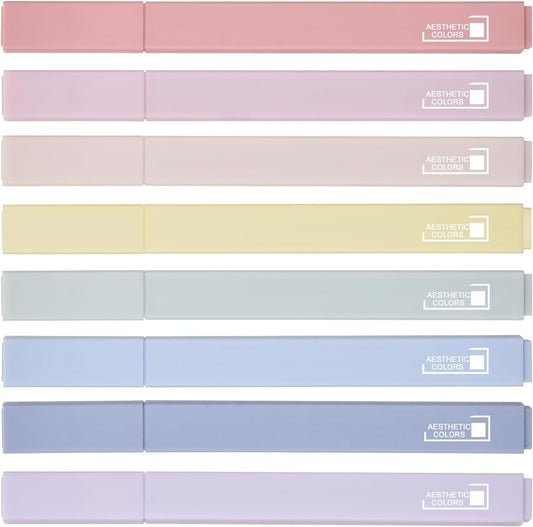8 Colors Aesthetic Highlighters, 4mm Line Width, Assorted Colors With Soft Chisel Tip, No Bleed Bible, Great for School, Nice to Eyes, Pastel
