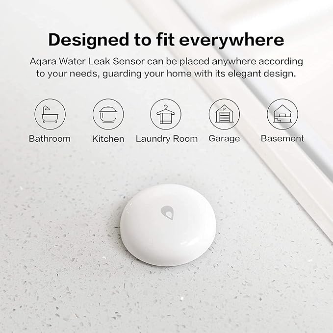 Aqara Water Leak Sensor 3 Pack, Zigbee Wireless Water Leak Detector for Alarm System and Smart Home Automation, Requires AQARA HUB, App Notifications, for Kitchen, Bathroom, Basement, Works with IFTTT