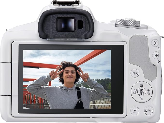 Canon EOS R50 Mirrorless Vlogging Camera (Body Only/White), RF Mount, 24.2 MP, 4K Video, DIGIC X Image Processor, Subject Detection & Tracking, Compact, Smartphone Connection, Content Creator