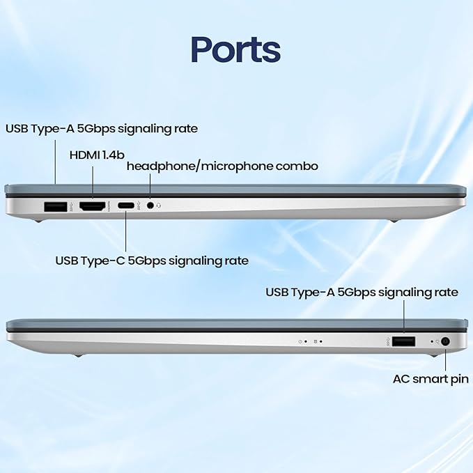 HP 17.3" Business Laptop, 17.3" HD+ Touchscreen, AMD Ryzen 5 7430U, 16GB RAM, 1TB PCIe SSD, Backlit Keyboard, Fingerprint Reader, Webcam, HDMI, Wi-Fi 6, Windows 11 Pro, Blue