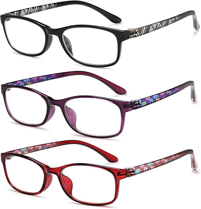 EYEURL Reading Glasses for Women-Blue Light Blocking For Women-3 Pack Computer Readers 0.5 Spring Hinge Anti UV Ray/Eye Strain/Glare Eyeglasses