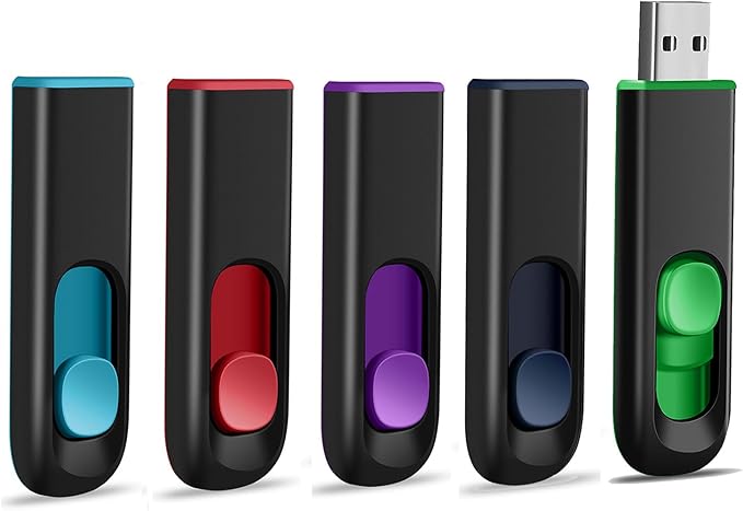 5 Pack 64GB USB Flash Drive, USB 2.0 Memory Stick Thumb Drive Pen Drives Jump Drive for Data Storage Multiple Color