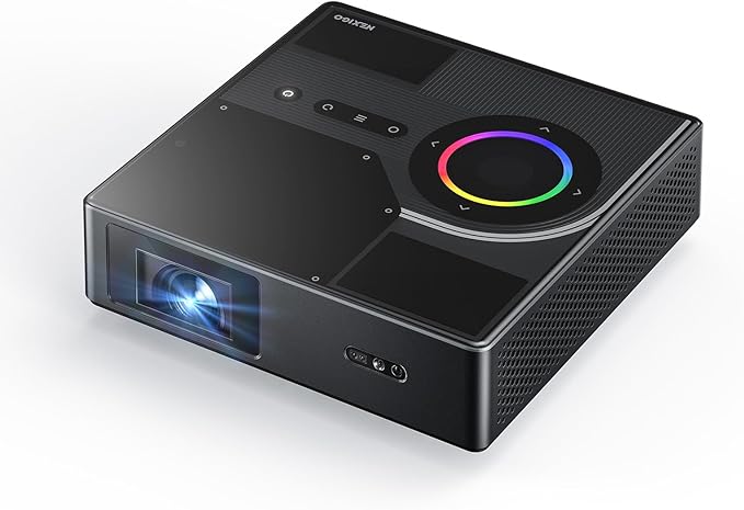 NexiGo Nova Mini, Portable Laser Projector, Google TV w/Netflix, 1080p FHD, 1200 Lumens, 15000:1 Contrast w/SAE, 3D, Auto Setup, 150" Display, 8W Dolby Audio, Portable for Home & Outdoor