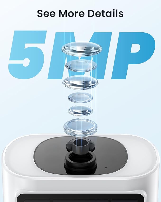 ieGeek 5MP Solar Security Cameras Wireless Outdoor, Battery Powered Home Surveillance Camera with Embedded Solar Panel, AI Motion Sensor, Smart Alarm, Color Night Vision, 2-Way Audio