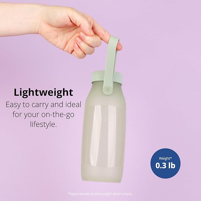 BLUE GINKGO Collapsible Water Bottle – Lightweight, Foldable Silicone Bottle for Travel, Hiking, and Camping (16.9oz, Made in Korea, Olive Green)