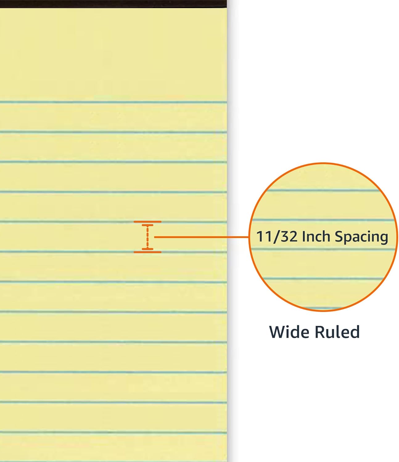 Amazon Basics 50 sheet Wide Ruled Lined Writing Note Pad, 8.5" x 11.75", 12-Pack, 600 Perforated Sheets, Canary