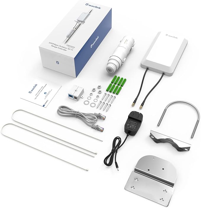 WAVLINK N300 Outdoor Long Range Weatherproof WiFi Extender/Wireless Access Point with Passive POE, 2.4GHz 300Mbps, 2x2 MIMO 11dBi Antennas, Supports Router/AP/Repeater/WISP Modes