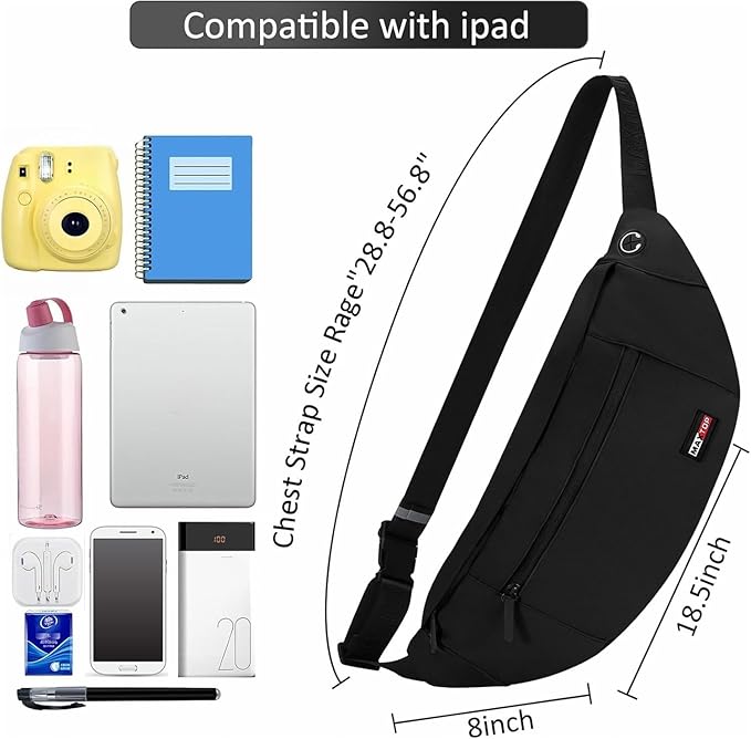 MAXTOP Large Crossbody Fanny Pack with 4-Zipper Pockets,Gifts for Enjoy Sports Festival Workout Traveling Running Casual Hands-Free Wallets Waist Pack Phone Bag Carrying All Phones