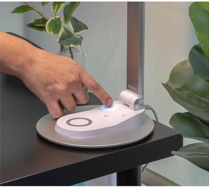 Mount-It! LED Desk Lamp with Wireless Charger and USB-C Charging Port, Dimmable Desk Lamp with 25 Brightness and Color Modes, for Home or Office, Adjustable Arm, Silver/White