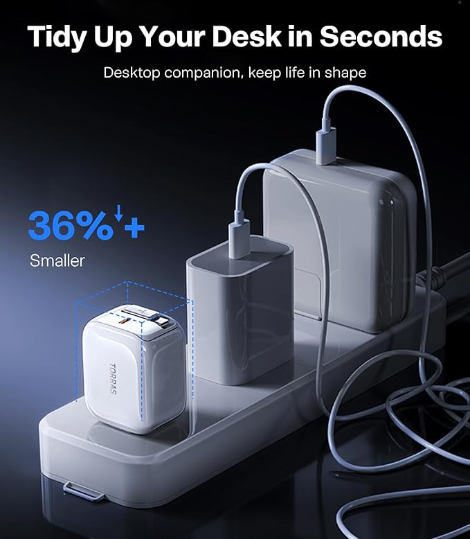 TORRAS FlexLine 40W for iPhone 17 Charger, Fast Charging Retractable USB C Charger Block with Cable, Dual-Port GaN Ⅲ Type C Adapter for iPhone 16 Pro Max/iPhone 16/iPhone 15 with Foldable Plug