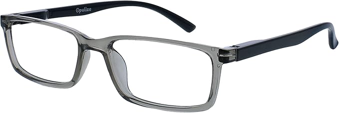 OPULIZE SEE Reading Glasses with Blue Light Blocking for Women and Men, Narrow Frame, Spring Hinges, Computer Gaming Glasses, Black,Brown,Grey +3 (Pack of 3)