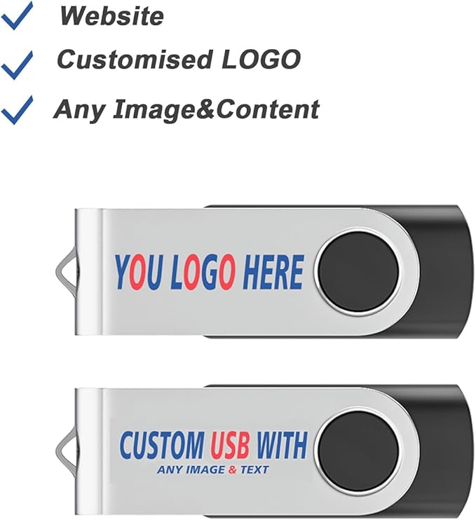 Personalized Flash Drives 128MB, Wooolken Customizable USB 2.0 Thumb Drives 10/20/50/100 Pack, Logo Memroy Stick Custom Flash Drive Engraved Logo (Mixcolors)