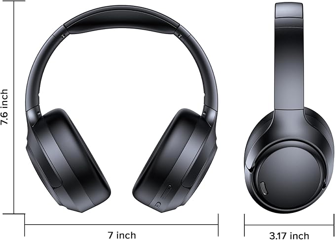 TAGRY Hybrid Active Noise Cancelling Headphones 120Hrs Playtime ENC Clear Call Mic Over Ear Wireless Bluetooth Headphones with Hi-Res Audio Comfort Earcups Low Latency ANC Headphone for Travel Game
